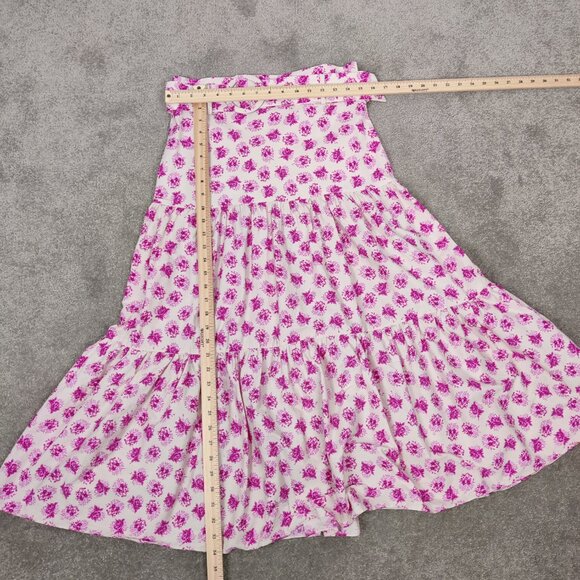 Zara Women's Floral Tiered Maxi Skirt Size Large 100% Cotton Bohemian Cottage - Picture 7 of 9
